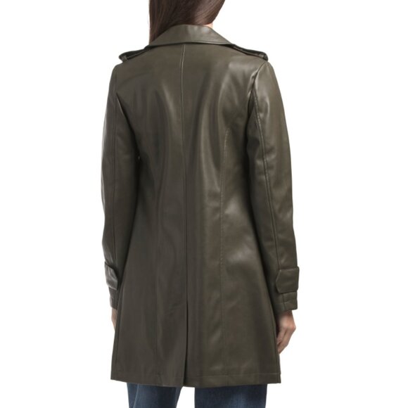 BAGATELLE COLLECTION Bay Leaf Open Front Trench Coat - Picture 2 of 2